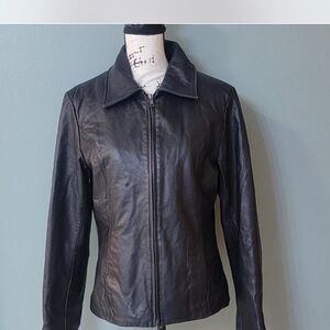 Elegant Black Leather Jacket for Women